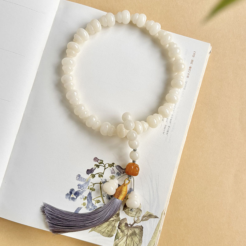 随身把玩减压养生天然白玉菩提根葫芦手持佛珠念珠文玩手链饰品礼
