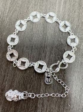 国风潮铜镀银手工饰品轻奢感时尚新款金钱币貔貅手链福手串复古礼