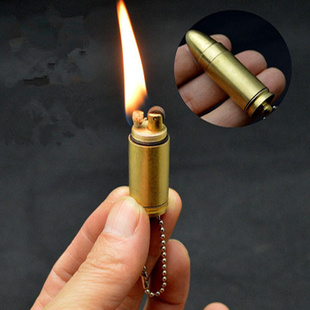 金属手工煤油打火机子弹壳复古老款式个性火油机小型迷你挂链火机