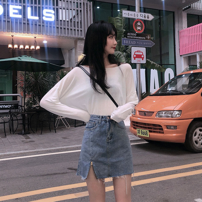 2020秋季新款时尚减龄洋气小个子显高牛仔短裙防晒体恤两件套装女