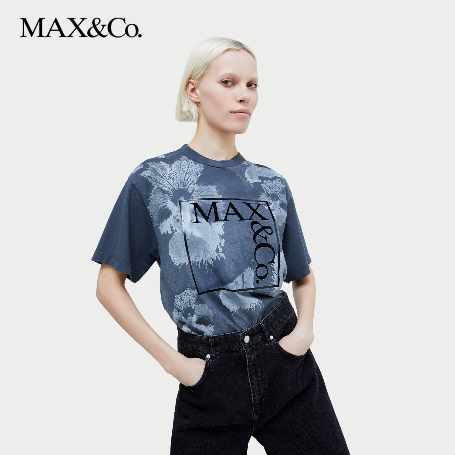 MAX&Co.夏季经典LOGO纯棉花卉印花短袖平纹针织T恤女6976044302,女装/女士精品,T恤,淘宝优惠券,粉丝福利购,淘宝优惠卷