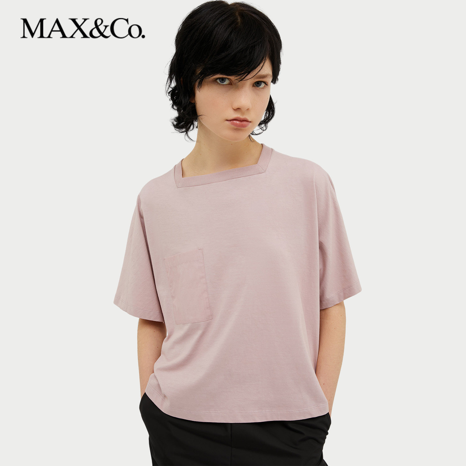 MAX&Co.夏季纯棉府绸圆领针织宽松短袖正肩T恤女6946074102,女装/女士精品,T恤,淘宝优惠券,粉丝福利购,淘宝优惠卷