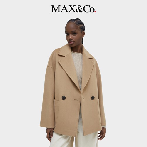 MAX&Co.女装双排扣直筒羊毛毛呢大衣6086054402