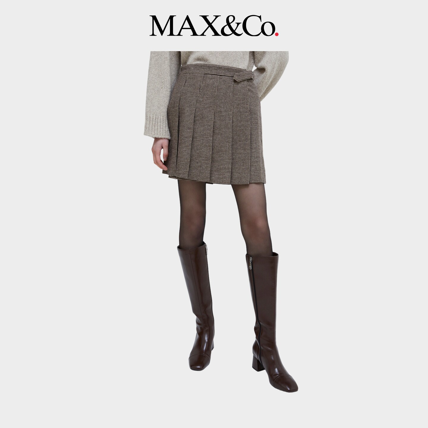 MAX&Co.女装法兰绒苏格兰式短裙半身裙褶饰百褶裙女6106054402图片