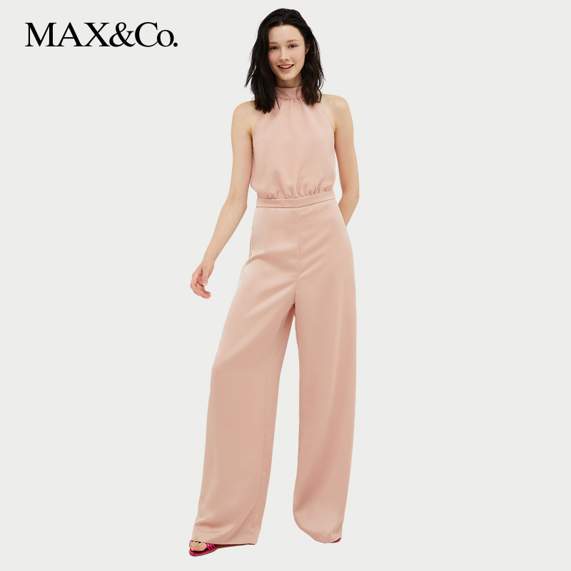 缎面阔腿连体裤2024春夏