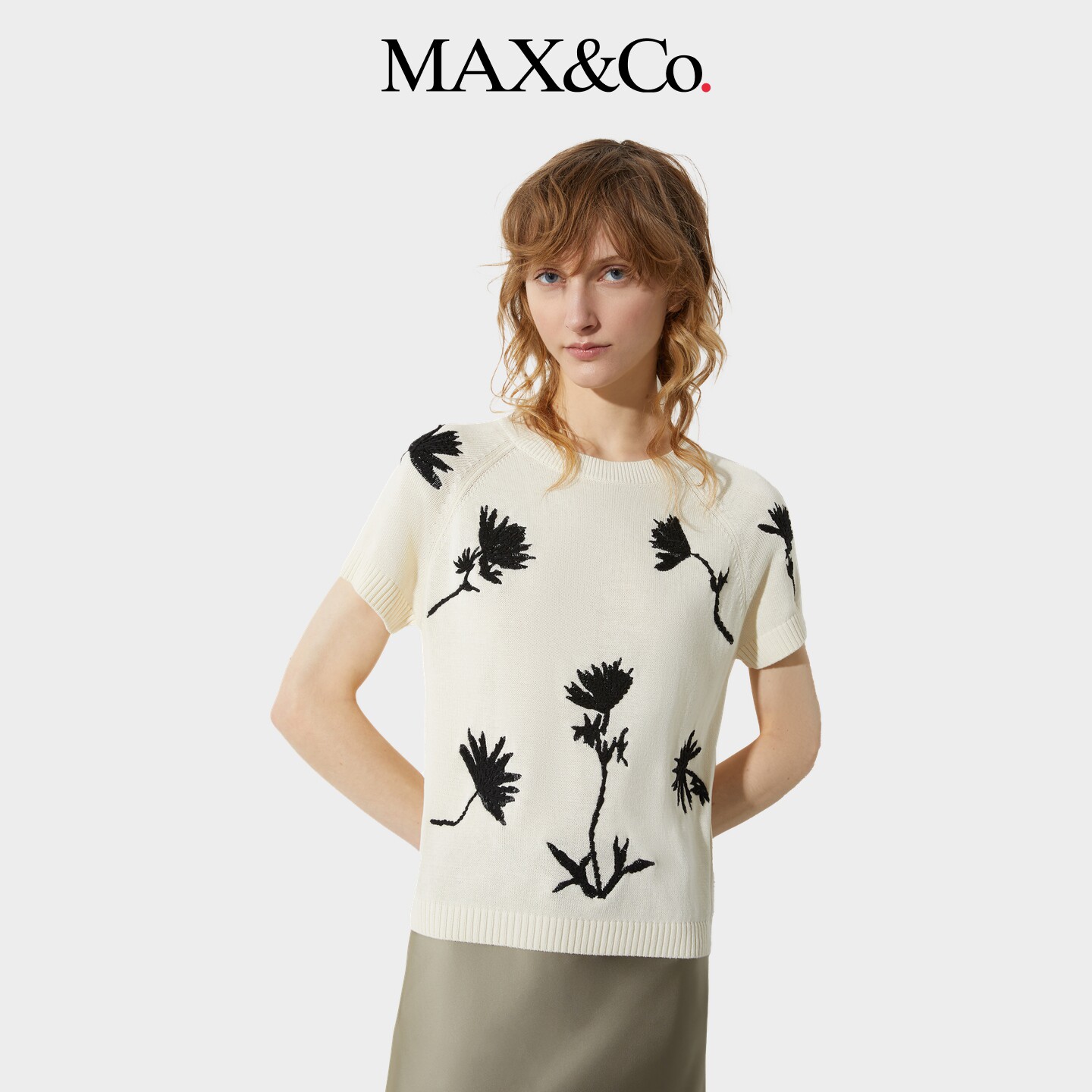 【季末甄选】MAX&Co.25秋冬新品毛衣短袖针织正肩T恤6366015102