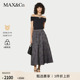 MAX&Co.25秋冬新品 末甄选 插袋花卉塔夫绸半身裙6106045102 季