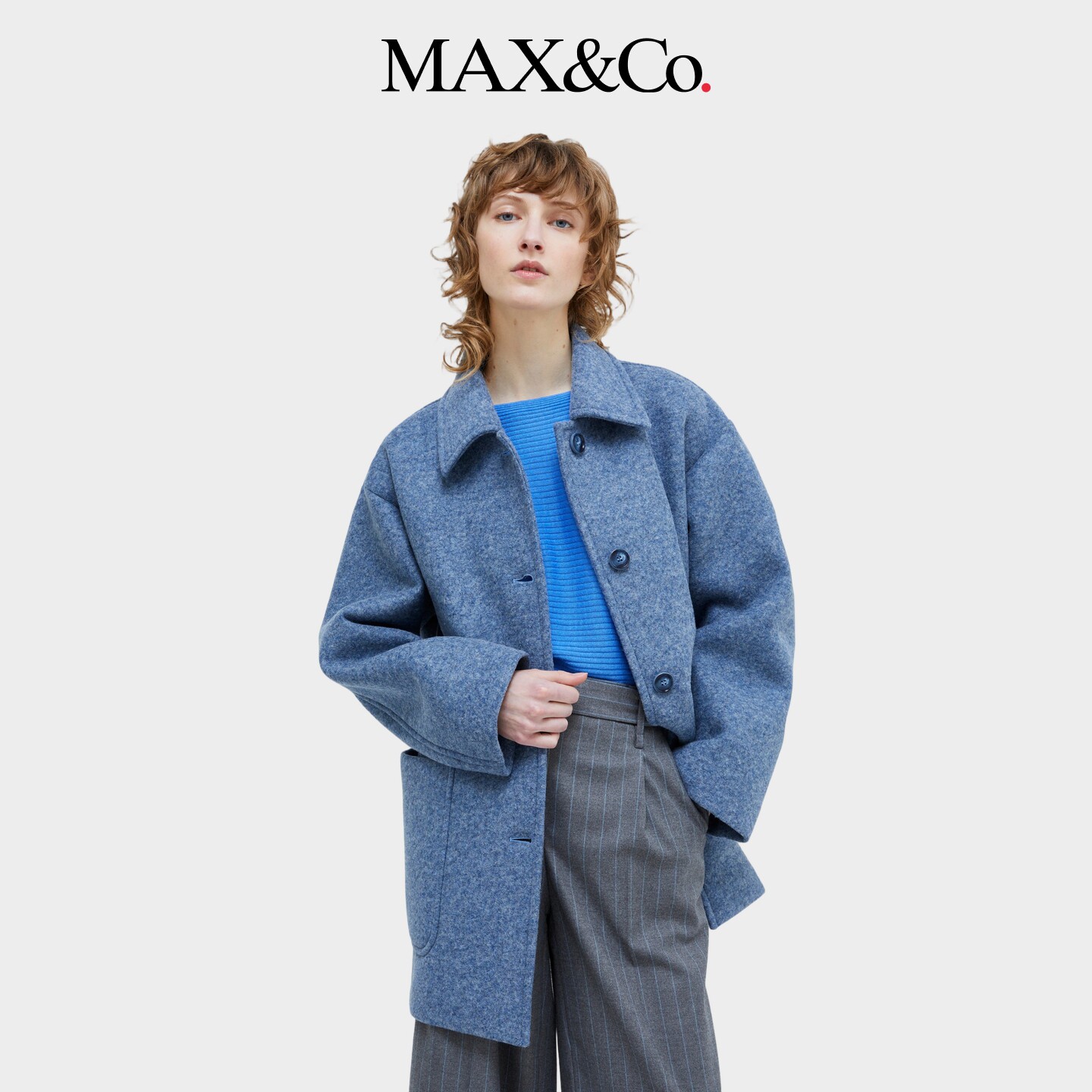 MAX&Co.女装羊毛混纺平纹针织毛呢大衣6906014302