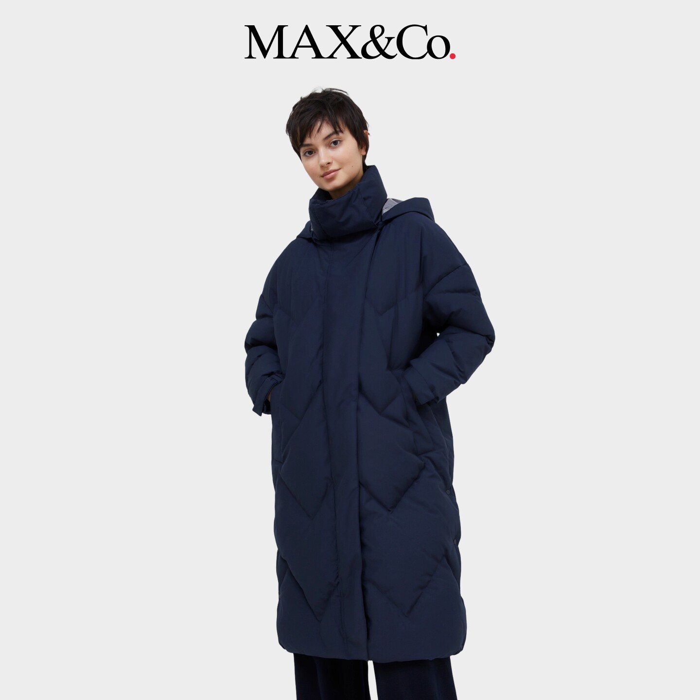 MAX&Co.女装深蓝色休闲棉羽绒服夹克6496034402