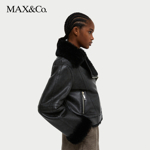 MAX&Co.秋冬涂层平纹针织机车夹克6086074402