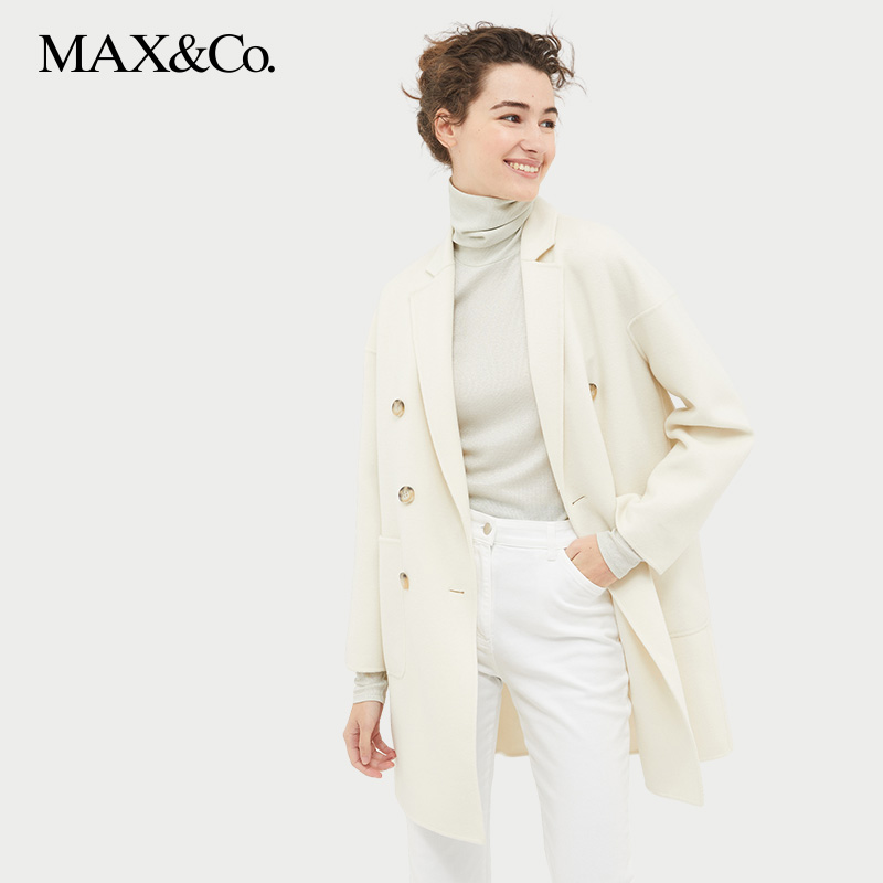 maxco羊毛混纺中长款大衣
