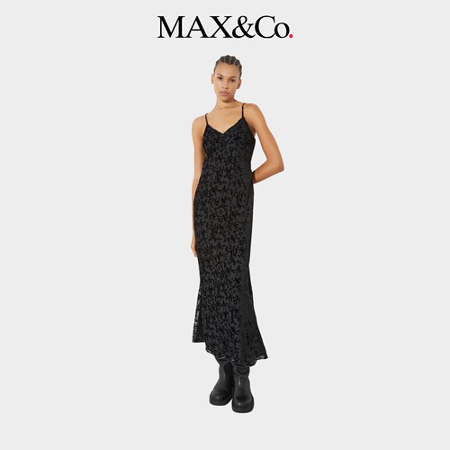 【季末甄选】MAX&Co.女装丝绒花卉贴身吊带连衣裙6226015402