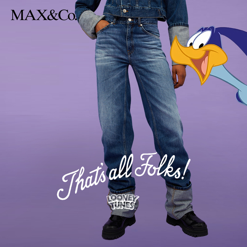 大翻边卷边牛仔裤长裤大翻边长裤