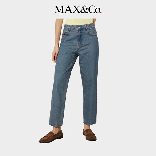 MAX&Co.女装Re-Edit修身蓝色收脚牛仔裤6186095102
