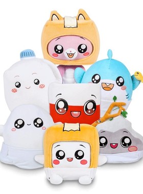 lankybox纸盒小人变身猫咪宝宝狐狸鲨鱼公仔牛奶罐毛绒玩偶