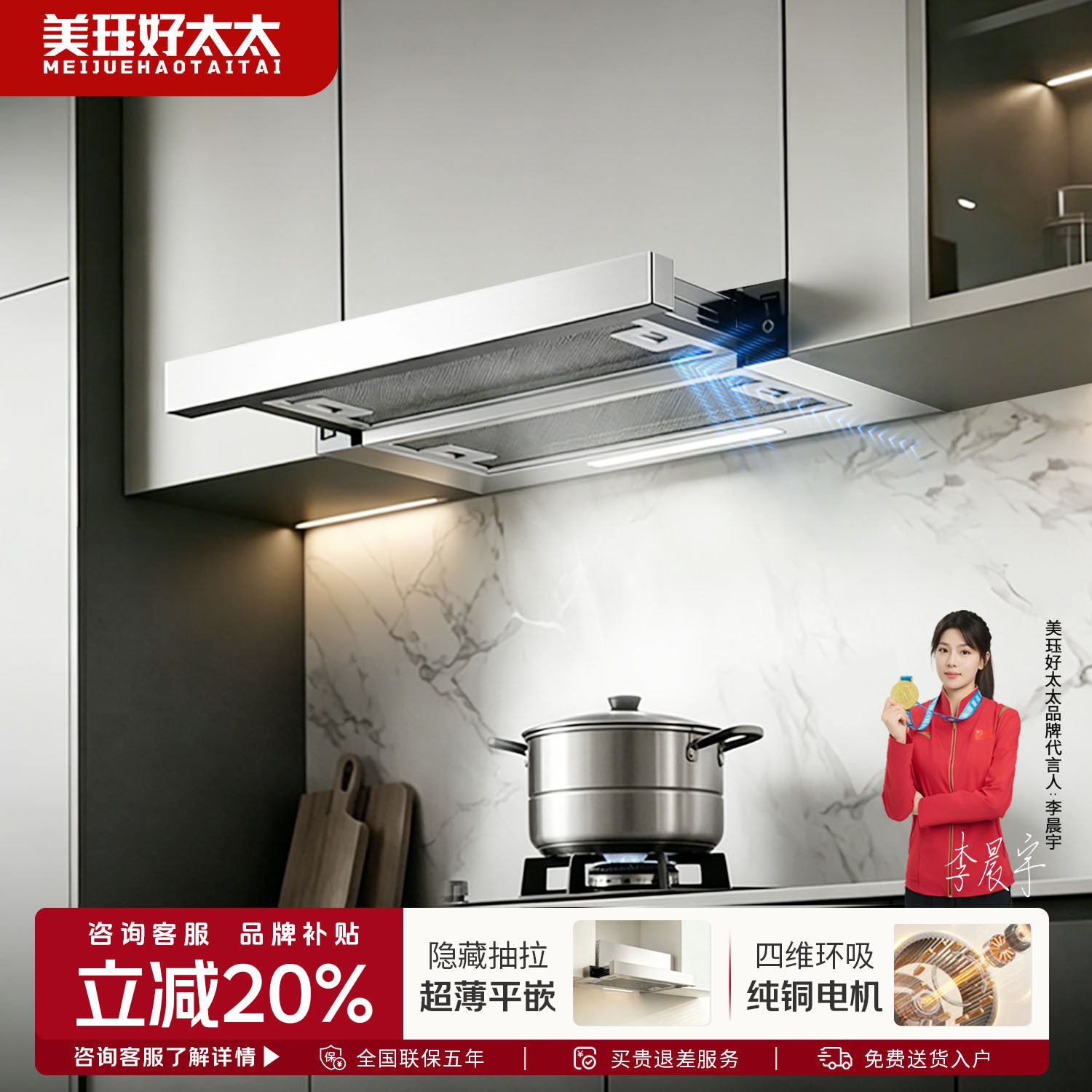 隐藏抽拉式油烟机500/600mm小型家用厨房公寓顶吸抽油烟机