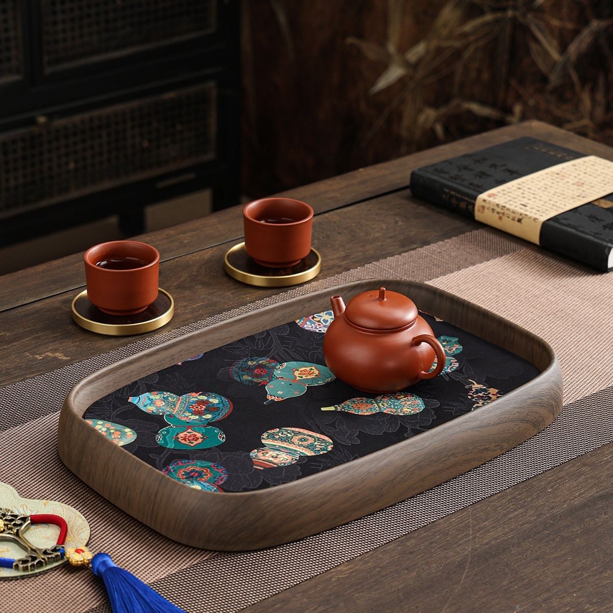 家用茶盘中式简约长方形