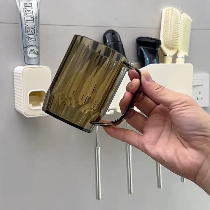 免打孔置物架牙刷漱口杯