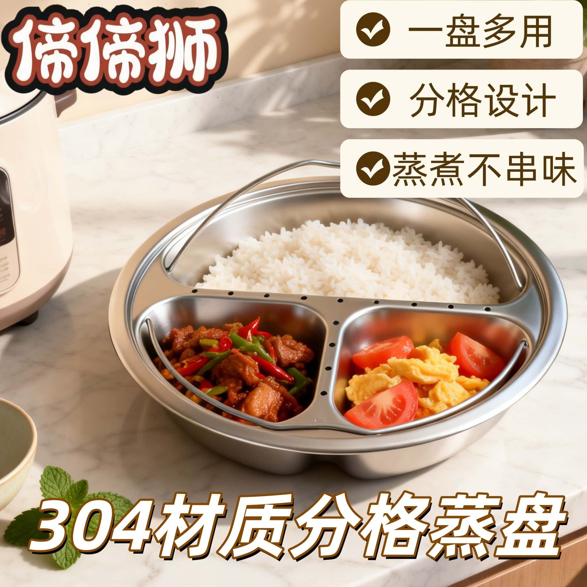 304不锈钢多分格蒸盘宝宝