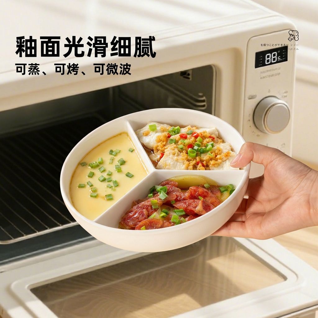 家用三格盘分隔蒸盘餐盘