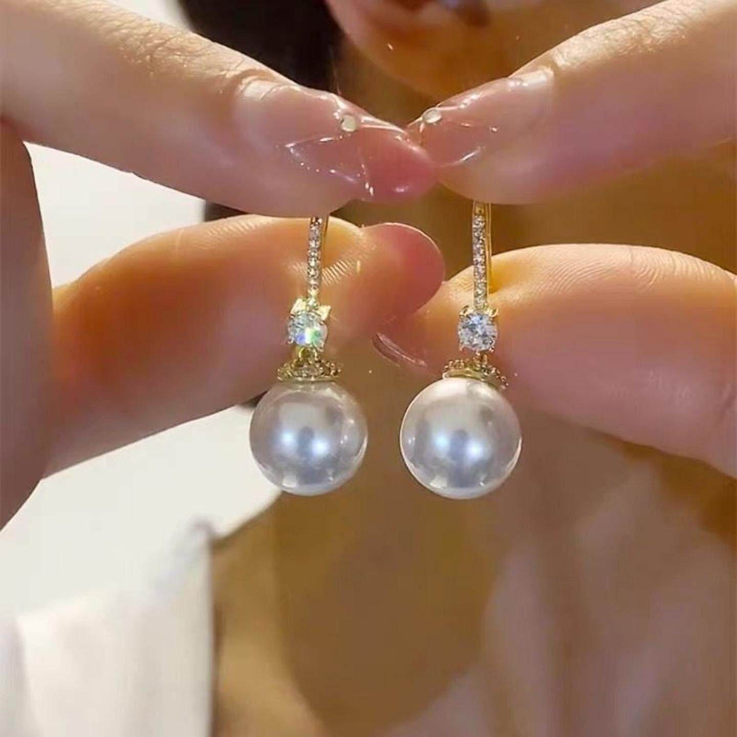 韩版925银针耳钉珍珠耳饰女时尚