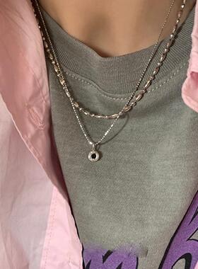 2026年新款银色黑色锆石项链女