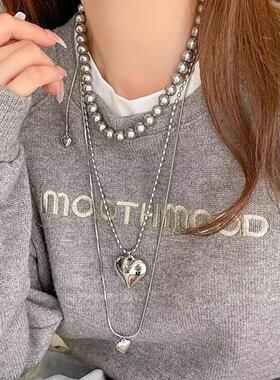 爱心吊坠项链女2024新款长款