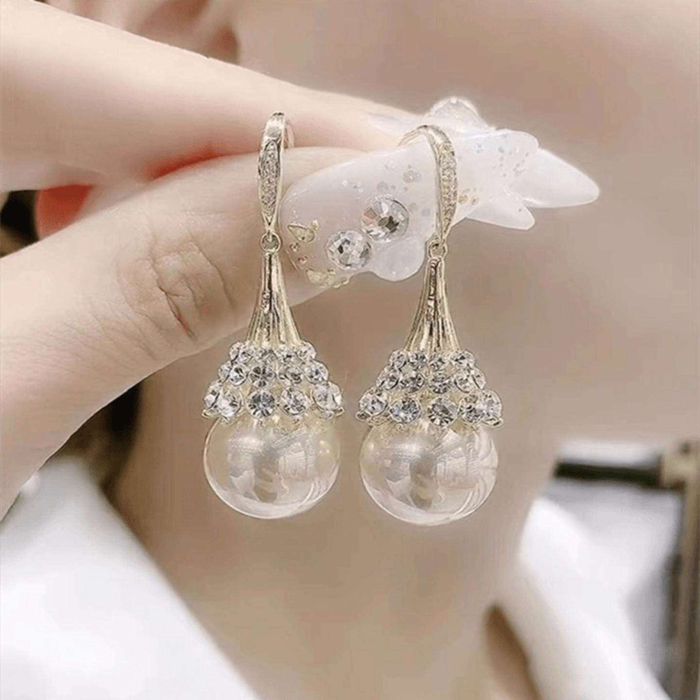 时尚气质香槟色珍珠耳环2026年新款潮韩国气质网红爆款耳饰