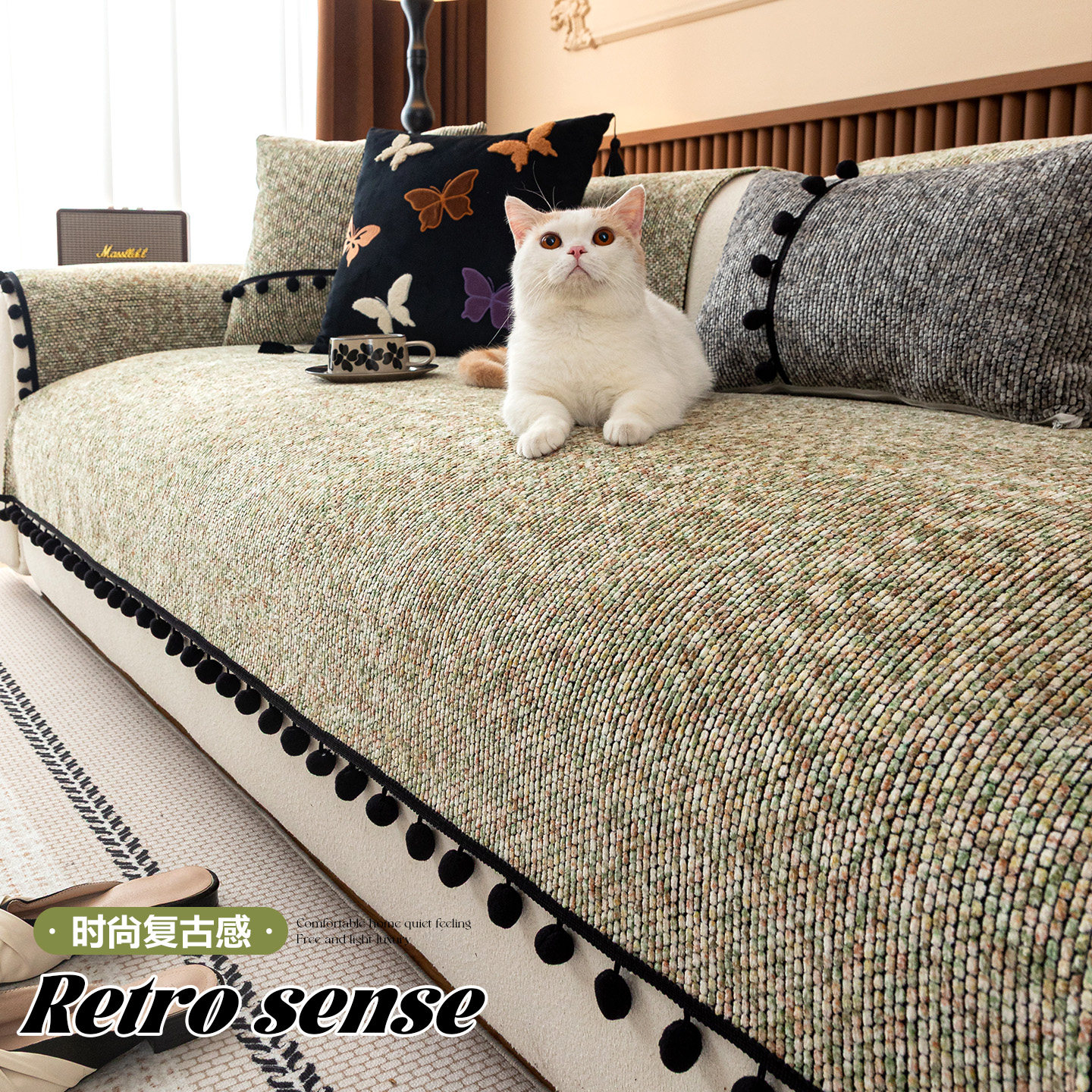 四季通用雪尼尔沙发垫一片式防滑直排皮沙发坐垫2025新款沙发盖布