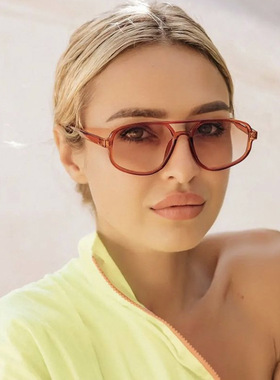 日系cherrykoko双梁不规则太阳镜新款潮流个性双梁墨镜复古