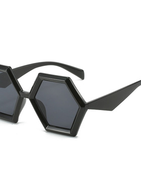 日系cherrykoko多边形太阳镜 欧美个性菱角六边形大框时尚墨镜