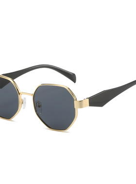 日系cherrykoko新款多边形金属太阳镜 欧美街拍复古圆形眼镜