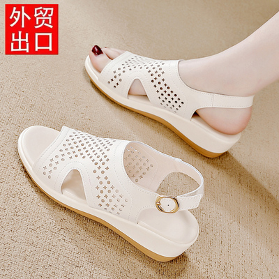 红蜻蜒断码特价真皮女鞋软底凉鞋