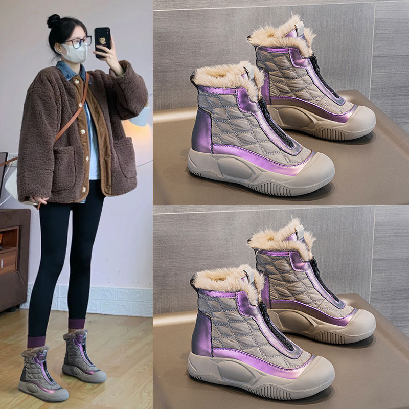 真皮雪地靴女2025秋冬季新款加绒保暖皮毛一体棉鞋厚底休闲短靴女