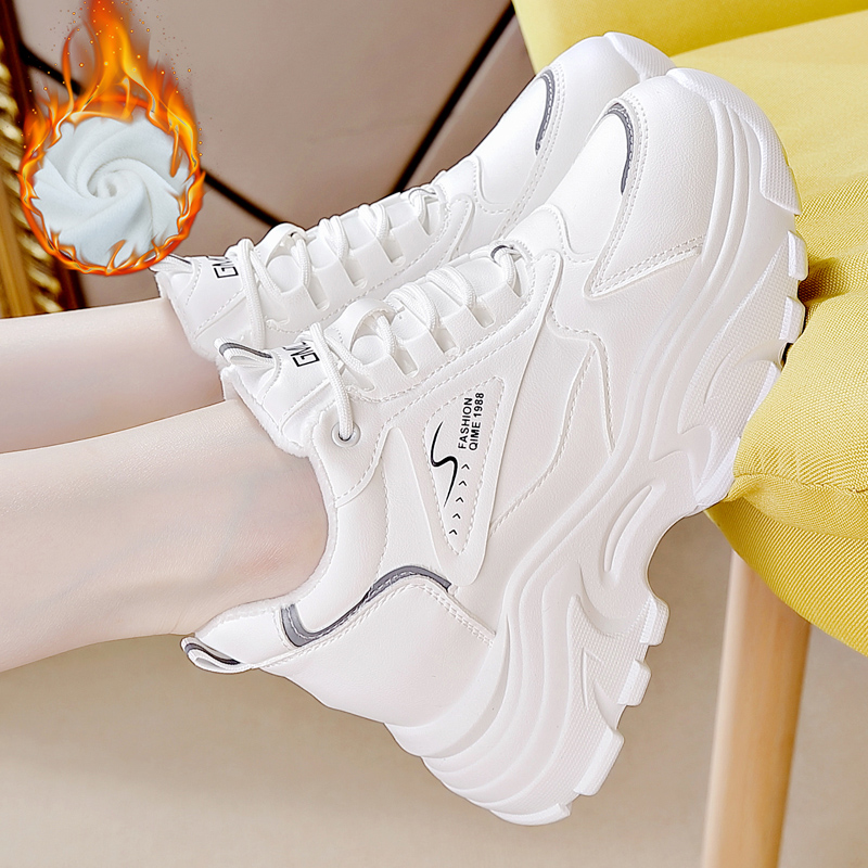 真皮小白鞋女鞋加绒内增高女鞋子