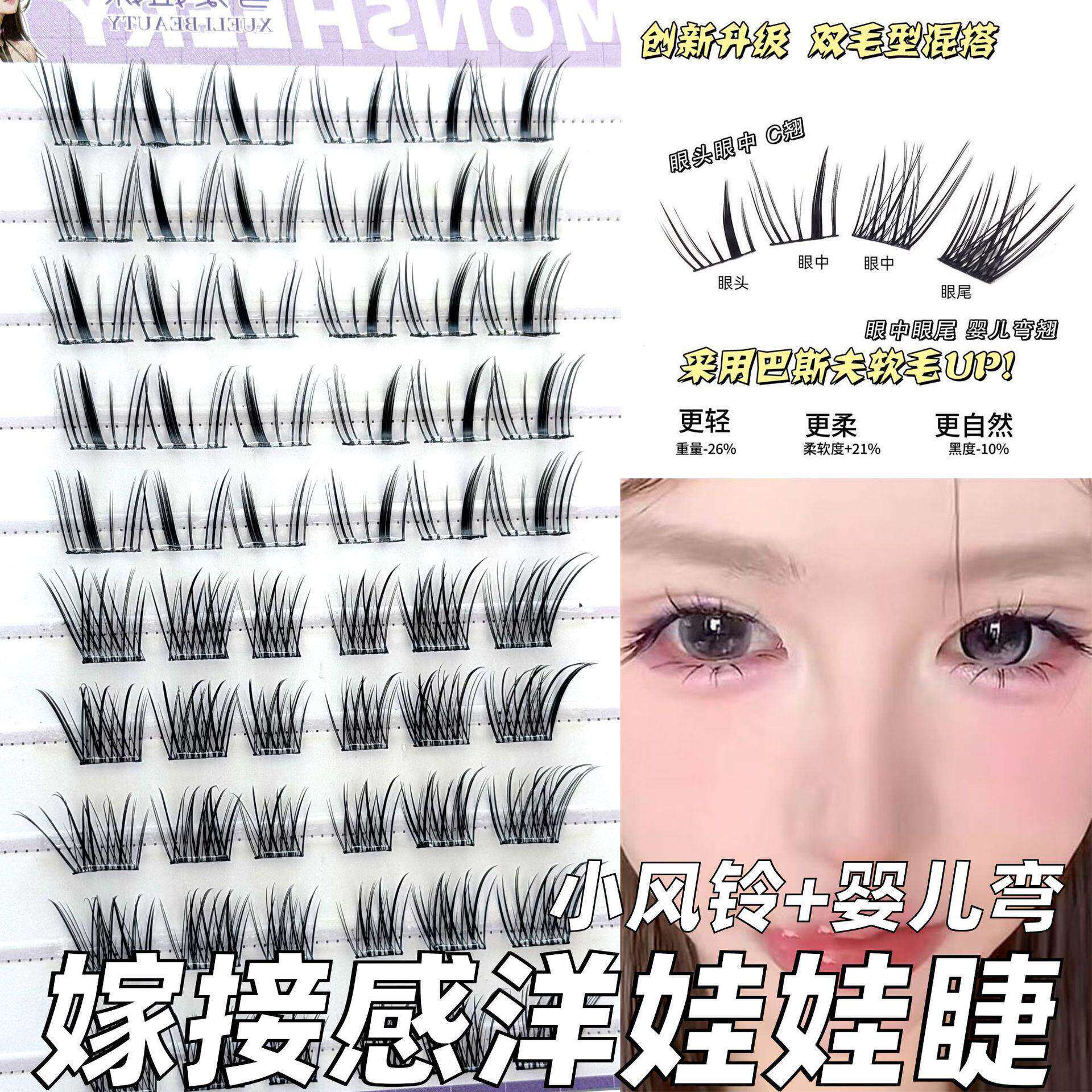 真bjd娃娃！免胶小风铃婴儿弯混搭假睫毛小天使组合嫁接感漫画
