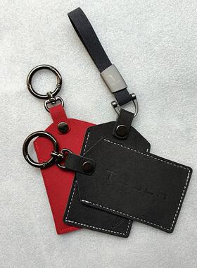 适用Tesla特斯拉Model3/Y钥匙包翻毛皮质全包耐磨启动卡片保护套