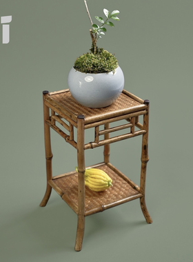 竹编花架盆景架茶台小博古架竹茶棚茶架茶具展示架茶几花几架子