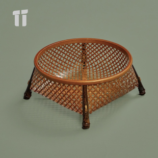 手工竹编茶杯篓水果篮中式复古圆口收纳筐零食点心筐子茶点盒篮子