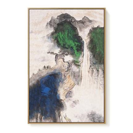 国画山水风景太阳diy数字油彩画中式客厅餐厅装饰画手工填色画