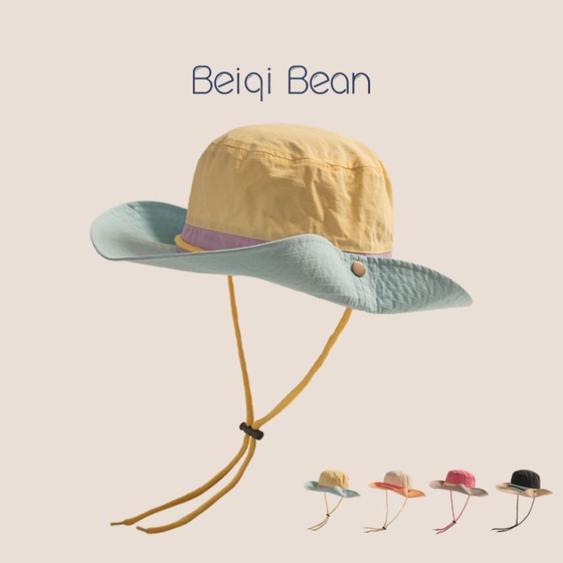 儿童帽子夏季网眼登山帽男童薄款大檐户外遮阳防晒速干太阳渔夫帽