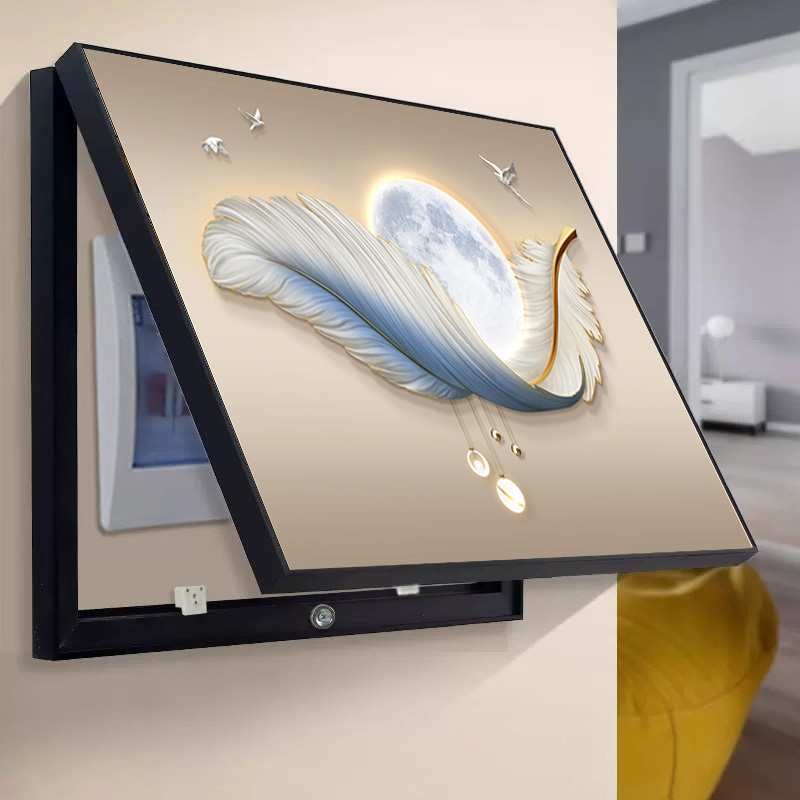 羽毛电表箱装饰遮挡画免打孔上掀