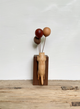 小猫咪木质精油香氛扩香木器家居装饰桌面创意礼品奶油原木风摆件