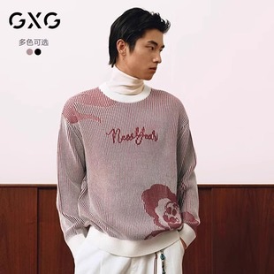 通勤圆领针织衫 GXG男装 本命年线衫 新品 新年红色毛衣男2025年春季