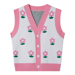 马甲女童坎肩外穿春秋宝宝毛衣开衫外套线衣加绒马夹儿童背心针织