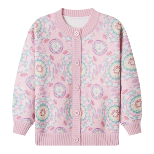 女童秋冬季外套新款儿童加绒针织开衫休闲上衣女孩童装中大童毛衣