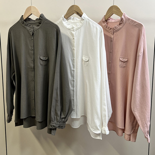 原 Tandey 小立领木耳边 日本小众品牌 磨毛棉三色衬衣秋冬款