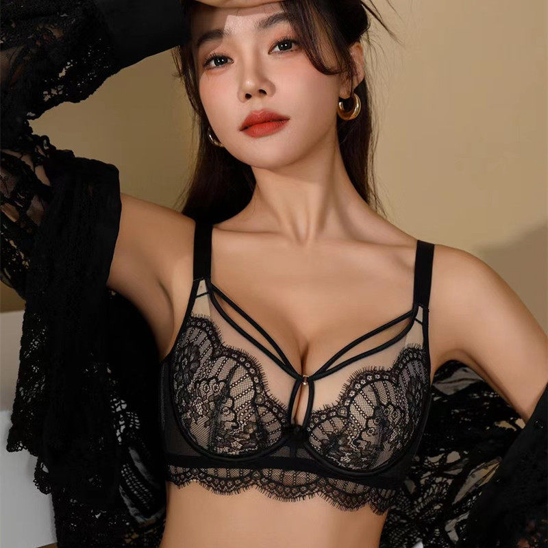 云恬纯欲性感水晶杯透气内衣薄杯女软钢圈收副乳四排扣调整型文胸