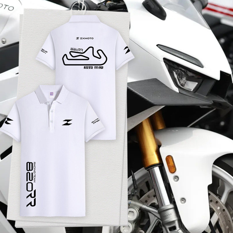 张雪机车820RR摩托车500骑行赛车服polo衫男女翻带领纯棉短袖T恤