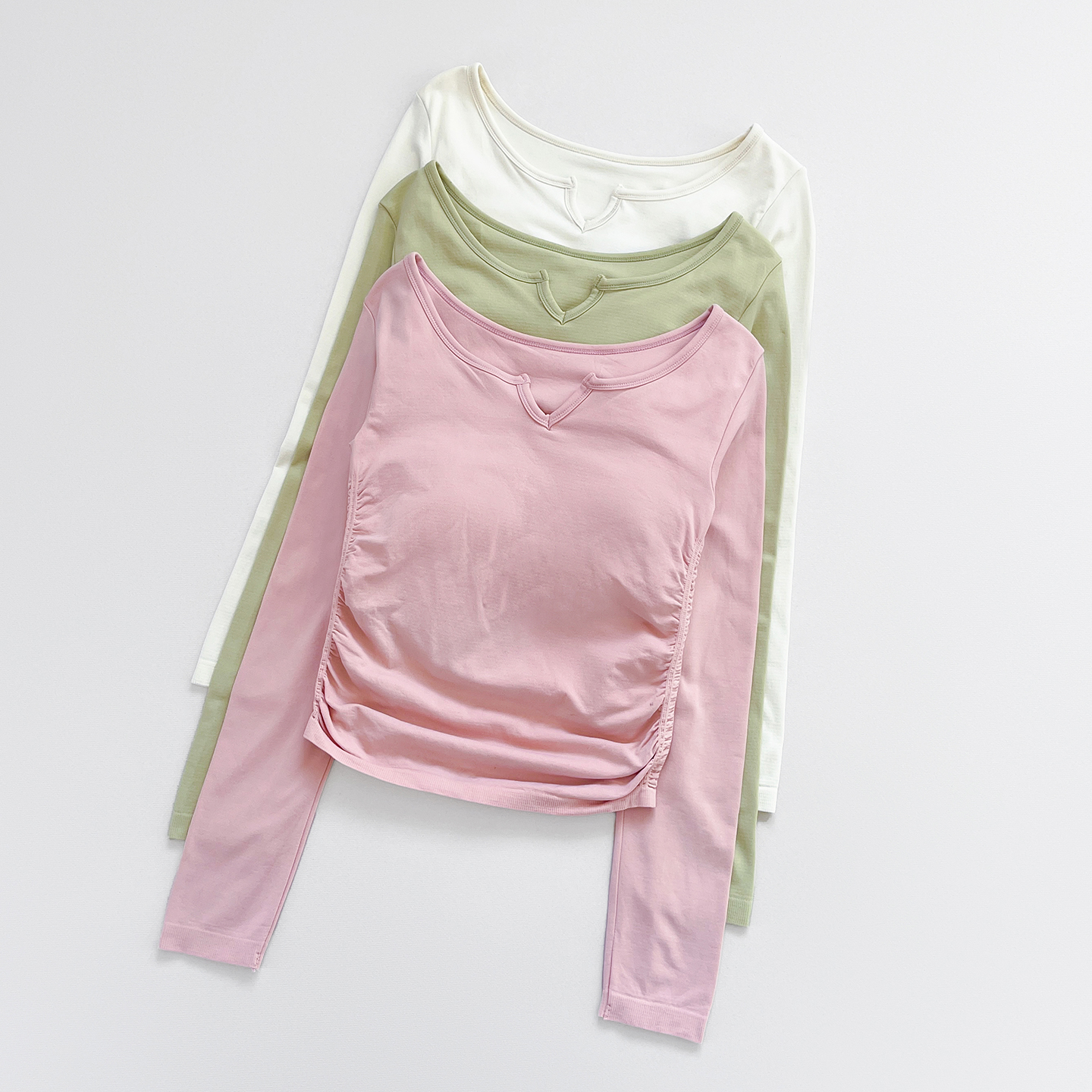 设计感小众褶皱收腰修身显瘦长袖T恤女2025秋冬洋气时尚短款上衣